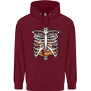 Pie Inside a Skeleton Torso Funny Food Mens 80% Cotton Hoodie Maroon