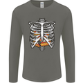 Pie Inside a Skeleton Torso Funny Food Mens Long Sleeve T-Shirt Charcoal