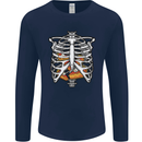 Pie Inside a Skeleton Torso Funny Food Mens Long Sleeve T-Shirt Navy Blue