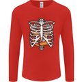 Pie Inside a Skeleton Torso Funny Food Mens Long Sleeve T-Shirt Red
