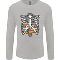 Pie Inside a Skeleton Torso Funny Food Mens Long Sleeve T-Shirt Sports Grey