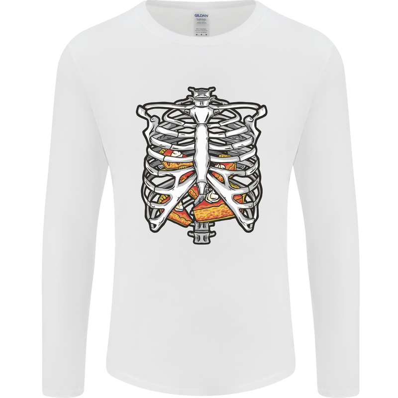 Pie Inside a Skeleton Torso Funny Food Mens Long Sleeve T-Shirt White