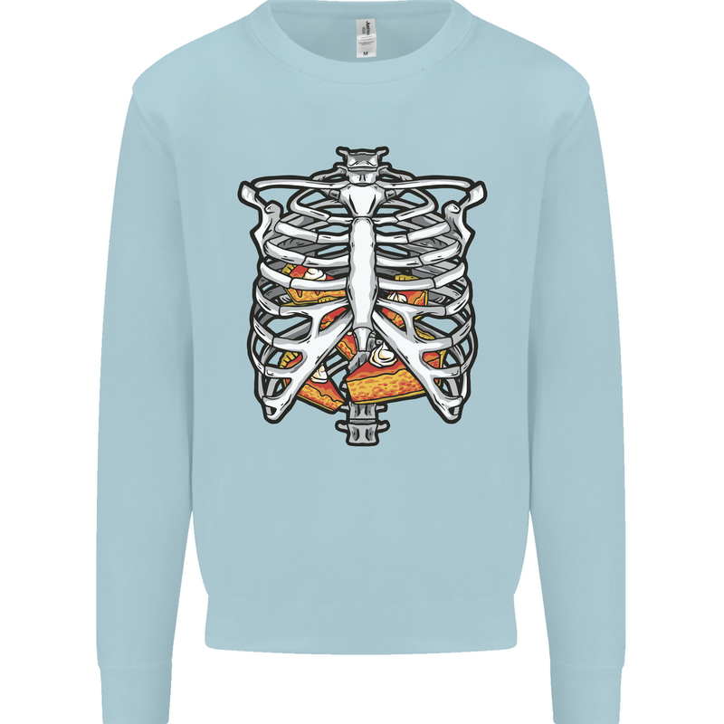 Pie Inside a Skeleton Torso Funny Food Mens Sweatshirt Jumper Light Blue