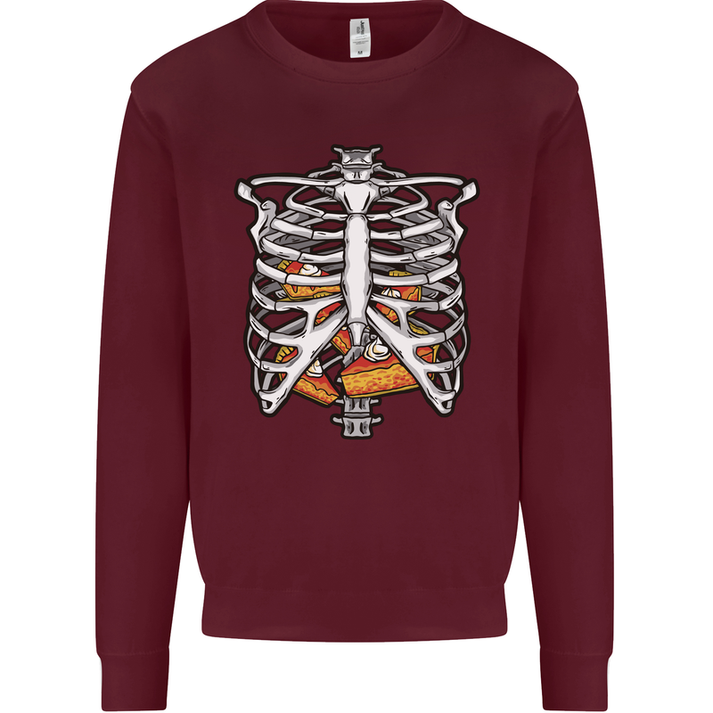 Pie Inside a Skeleton Torso Funny Food Mens Sweatshirt Jumper Maroon