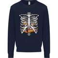 Pie Inside a Skeleton Torso Funny Food Mens Sweatshirt Jumper Navy Blue