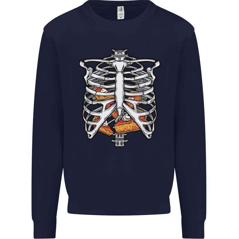 Pie Inside a Skeleton Torso Funny Food Mens Sweatshirt Jumper Navy Blue