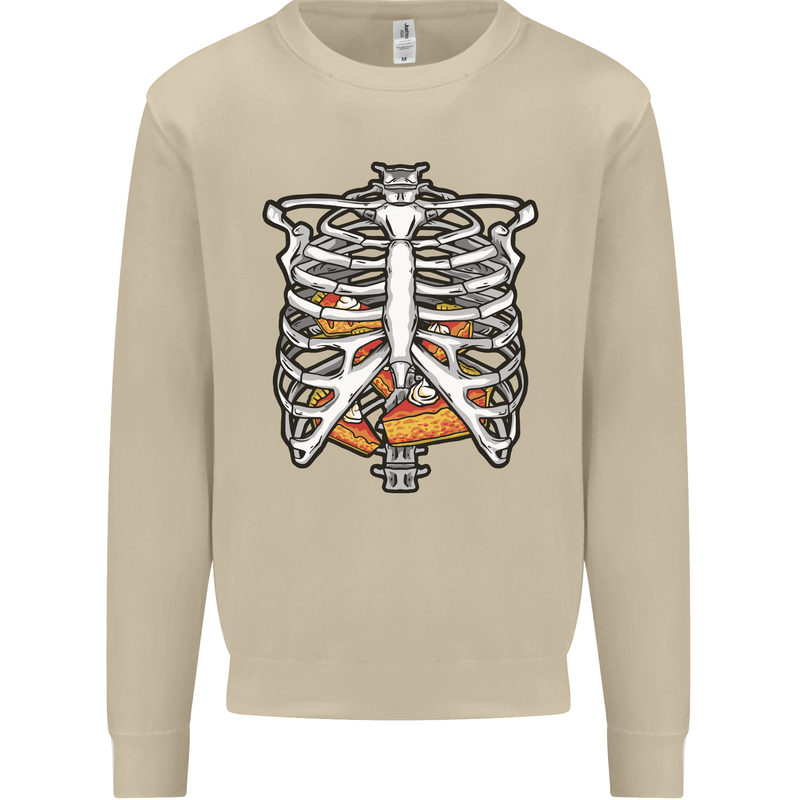 Pie Inside a Skeleton Torso Funny Food Mens Sweatshirt Jumper Sand