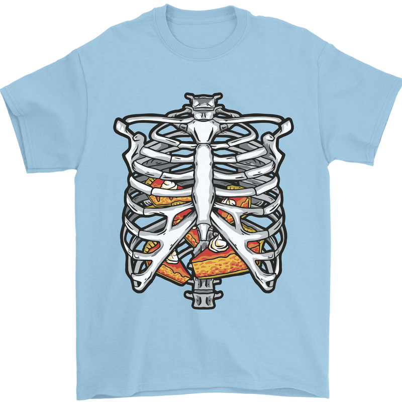 Pie Inside a Skeleton Torso Funny Food Mens T-Shirt Cotton Gildan Light Blue