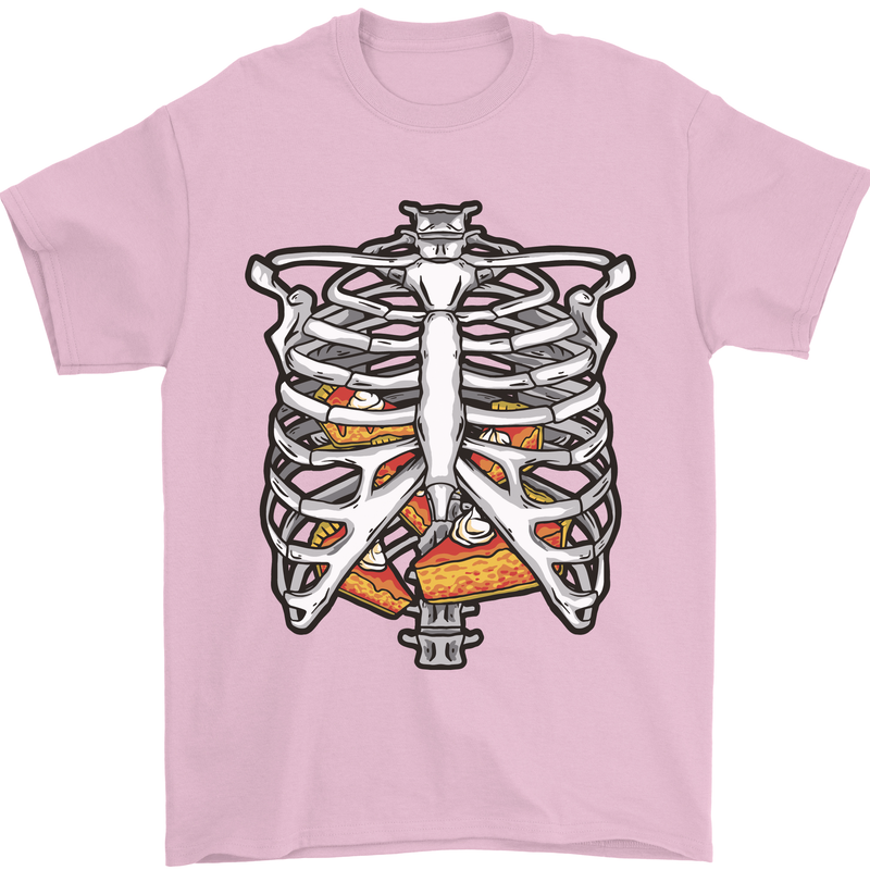 Pie Inside a Skeleton Torso Funny Food Mens T-Shirt Cotton Gildan Light Pink