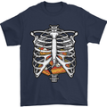 Pie Inside a Skeleton Torso Funny Food Mens T-Shirt Cotton Gildan Navy Blue