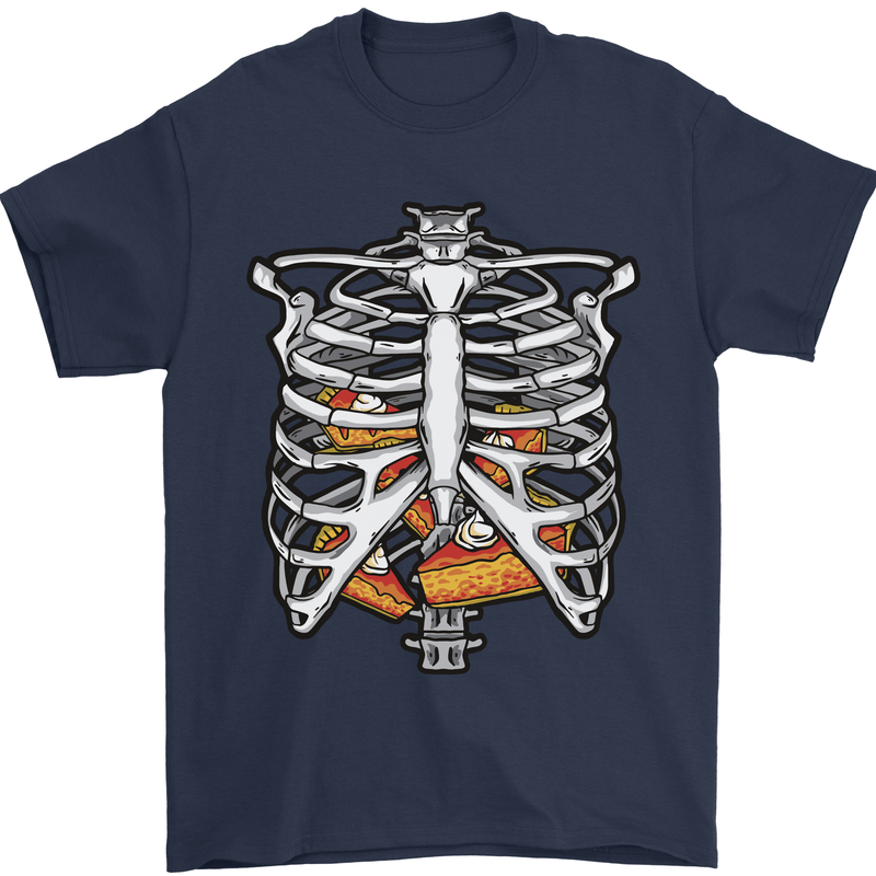 Pie Inside a Skeleton Torso Funny Food Mens T-Shirt Cotton Gildan Navy Blue
