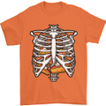 Pie Inside a Skeleton Torso Funny Food Mens T-Shirt Cotton Gildan Orange