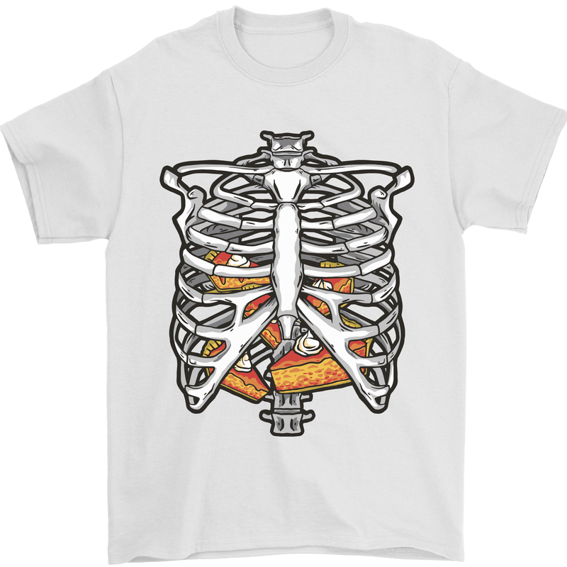 Pie Inside a Skeleton Torso Funny Food Mens T-Shirt Cotton Gildan White