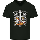 Pie Inside a Skeleton Torso Funny Food Mens V-Neck Cotton T-Shirt Black