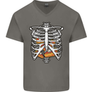 Pie Inside a Skeleton Torso Funny Food Mens V-Neck Cotton T-Shirt Charcoal