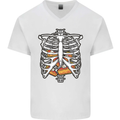 Pie Inside a Skeleton Torso Funny Food Mens V-Neck Cotton T-Shirt White