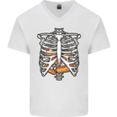 Pie Inside a Skeleton Torso Funny Food Mens V-Neck Cotton T-Shirt White