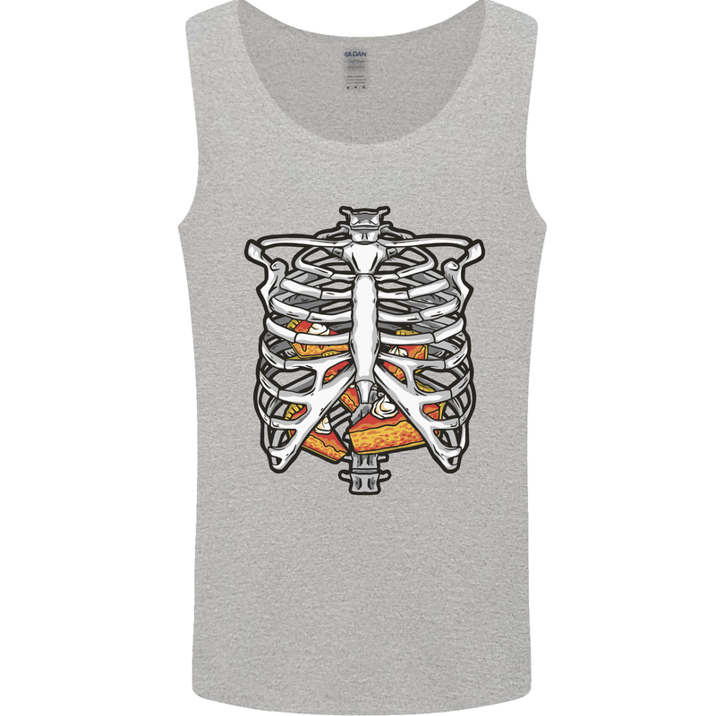 Pie Inside a Skeleton Torso Funny Food Mens Vest Tank Top Sports Grey