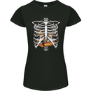 Pie Inside a Skeleton Torso Funny Food Womens Petite Cut T-Shirt Black