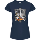 Pie Inside a Skeleton Torso Funny Food Womens Petite Cut T-Shirt Navy Blue