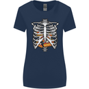 Pie Inside a Skeleton Torso Funny Food Womens Wider Cut T-Shirt Navy Blue