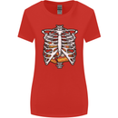 Pie Inside a Skeleton Torso Funny Food Womens Wider Cut T-Shirt Red