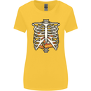 Pie Inside a Skeleton Torso Funny Food Womens Wider Cut T-Shirt Yellow