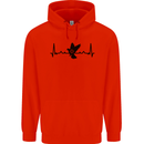 Pigeon Hunting Heart Beat ECG Hunter Mens 80% Cotton Hoodie Bright Red