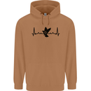 Pigeon Hunting Heart Beat ECG Hunter Mens 80% Cotton Hoodie Caramel Latte