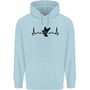 Pigeon Hunting Heart Beat ECG Hunter Mens 80% Cotton Hoodie Light Blue
