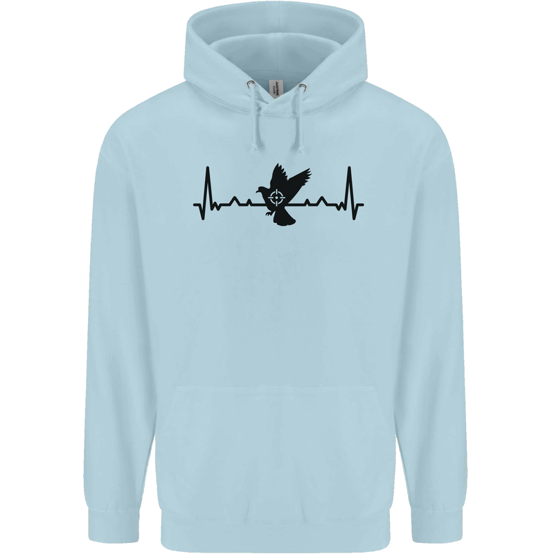 Pigeon Hunting Heart Beat ECG Hunter Mens 80% Cotton Hoodie Light Blue