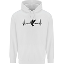 Pigeon Hunting Heart Beat ECG Hunter Mens 80% Cotton Hoodie White