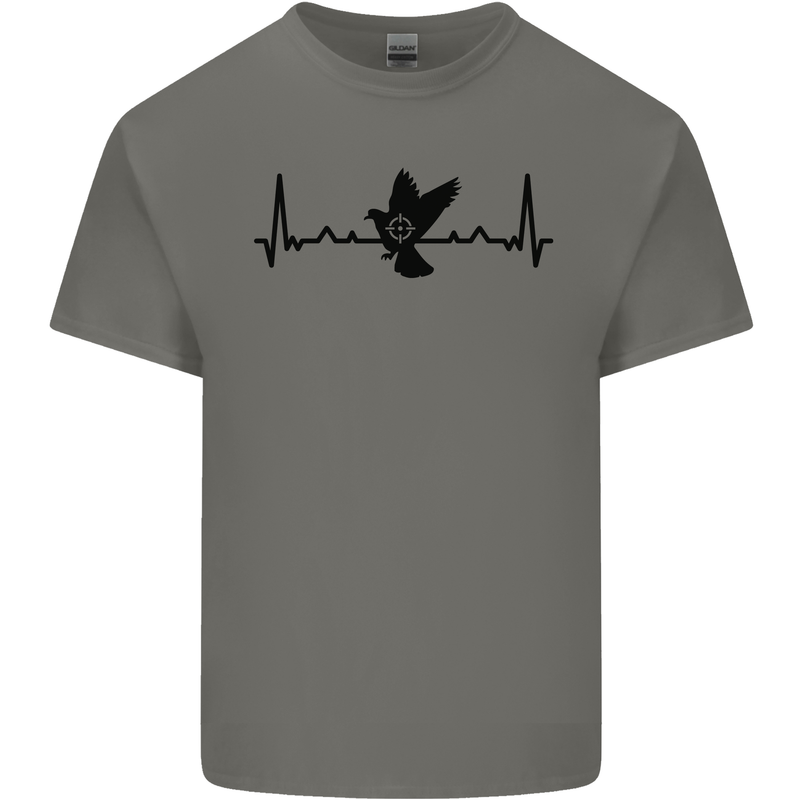 Pigeon Hunting Heart Beat ECG Hunter Mens Cotton T-Shirt Tee Top Charcoal