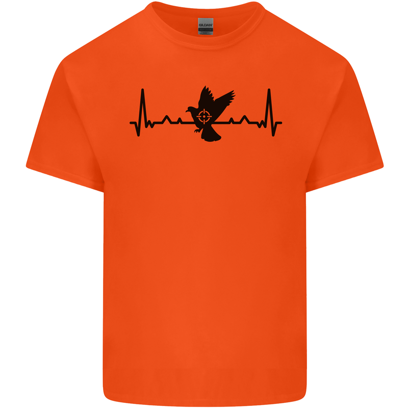 Pigeon Hunting Heart Beat ECG Hunter Mens Cotton T-Shirt Tee Top Orange