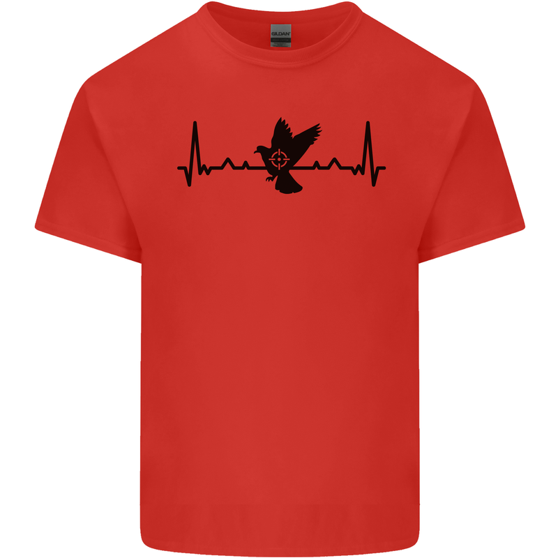 Pigeon Hunting Heart Beat ECG Hunter Mens Cotton T-Shirt Tee Top Red