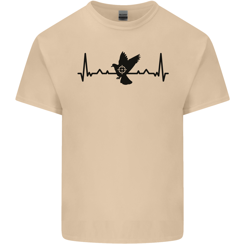 Pigeon Hunting Heart Beat ECG Hunter Mens Cotton T-Shirt Tee Top Sand