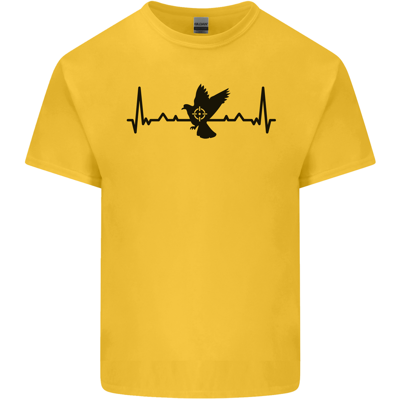 Pigeon Hunting Heart Beat ECG Hunter Mens Cotton T-Shirt Tee Top Yellow