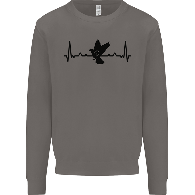 Pigeon Hunting Heart Beat ECG Hunter Mens Sweatshirt Jumper Charcoal