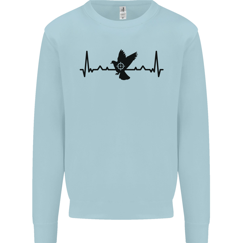 Pigeon Hunting Heart Beat ECG Hunter Mens Sweatshirt Jumper Light Blue
