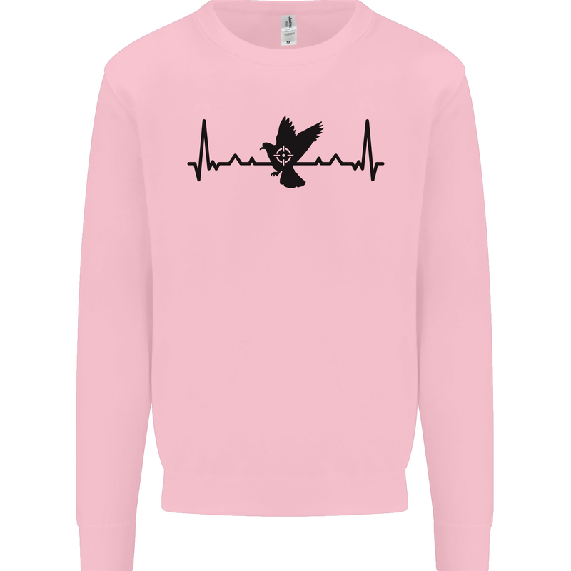 Pigeon Hunting Heart Beat ECG Hunter Mens Sweatshirt Jumper Light Pink