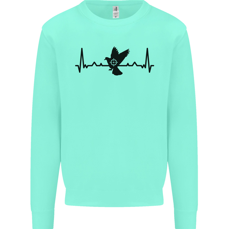 Pigeon Hunting Heart Beat ECG Hunter Mens Sweatshirt Jumper Peppermint