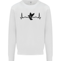 Pigeon Hunting Heart Beat ECG Hunter Mens Sweatshirt Jumper White