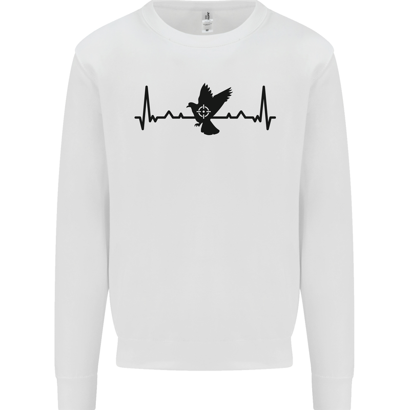 Pigeon Hunting Heart Beat ECG Hunter Mens Sweatshirt Jumper White