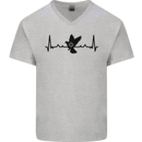 Pigeon Hunting Heart Beat ECG Hunter Mens V-Neck Cotton T-Shirt Sports Grey