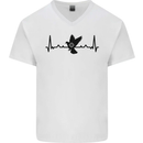 Pigeon Hunting Heart Beat ECG Hunter Mens V-Neck Cotton T-Shirt White