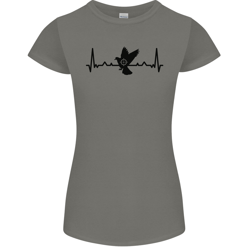 Pigeon Hunting Heart Beat ECG Hunter Womens Petite Cut T-Shirt Charcoal