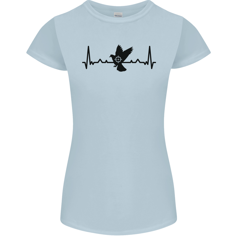 Pigeon Hunting Heart Beat ECG Hunter Womens Petite Cut T-Shirt Light Blue