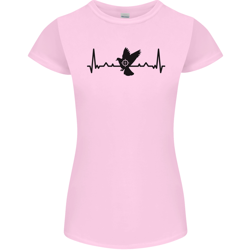 Pigeon Hunting Heart Beat ECG Hunter Womens Petite Cut T-Shirt Light Pink