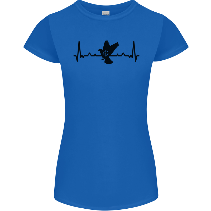 Pigeon Hunting Heart Beat ECG Hunter Womens Petite Cut T-Shirt Royal Blue