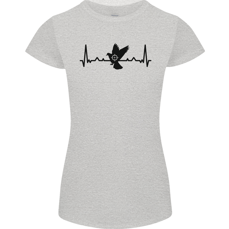 Pigeon Hunting Heart Beat ECG Hunter Womens Petite Cut T-Shirt Sports Grey